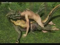 Gay dragon takes on a zoophilia man cock